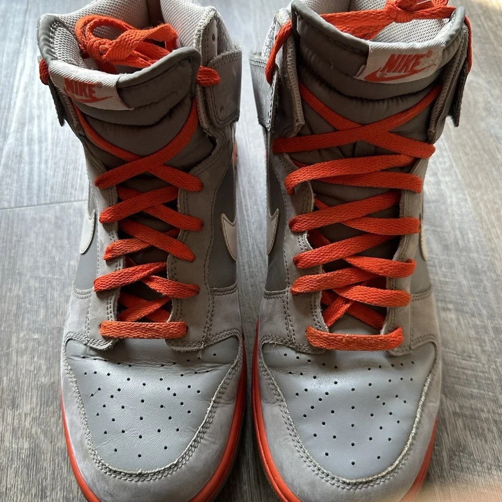 Nike Dunk High Light Charcoal‎ Grey Team Orange 317982-012 Og Rare Men's Size 12